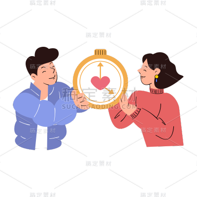 卡通感情人节情侣元素贴纸 