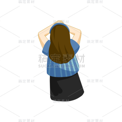 卡通感劳动节女生元素贴纸
