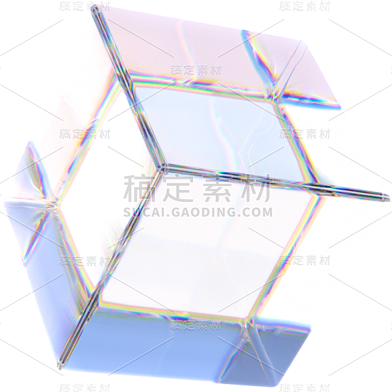 C4D几何玻璃正方体元素贴纸