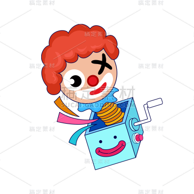 卡通感愚人节小丑元素贴纸 