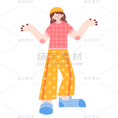 卡通感女生元素贴纸