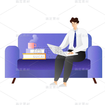 卡通男人工作元素贴纸