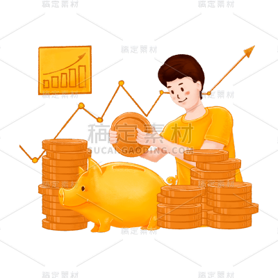 卡通感金融行业人物元素