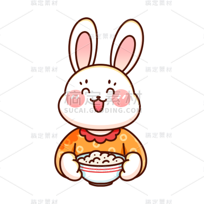 卡通感春节兔子元素贴纸
