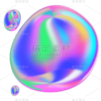 酷炫C4D圆形气泡酸性设计风元素贴纸