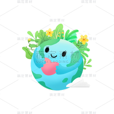 卡通感世界地球日地球元素贴纸