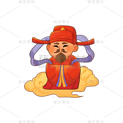 中国风春节财神元素贴纸