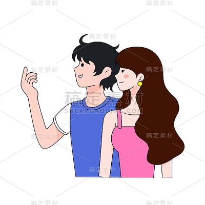 卡通感情人节情侣元素贴纸