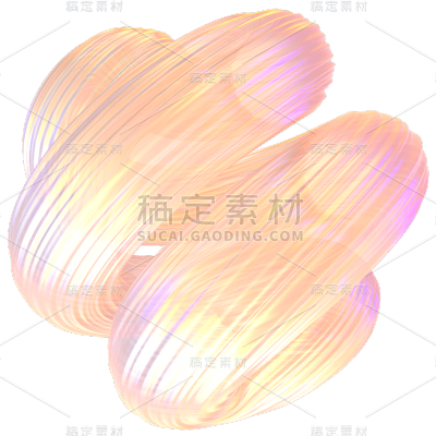 C4D橙色半透明螺旋线条酸性设计元素贴纸