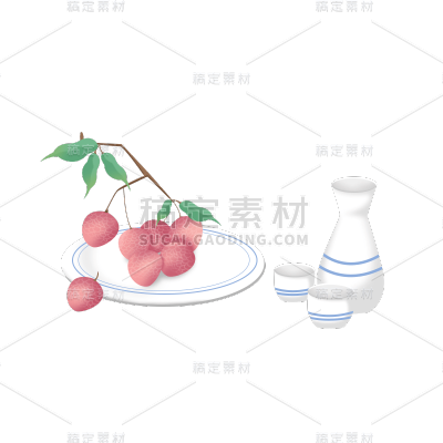 卡通感端午节荔枝元素贴纸
