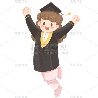 卡通感高考女生元素贴纸
