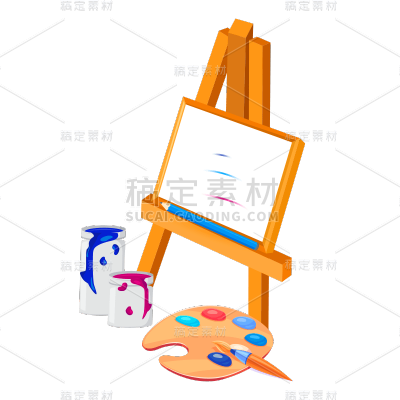 卡通感教育行业画架元素贴纸
