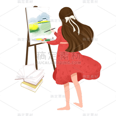 卡通感女生元素贴纸