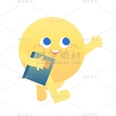 拟人风教育圆形行业元素贴纸