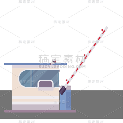 扁平风交通场景收费亭元素