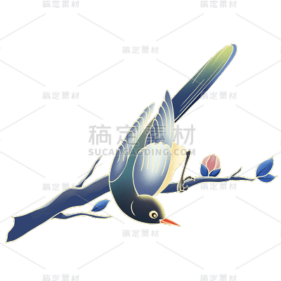 中国风动物鸟元素贴纸