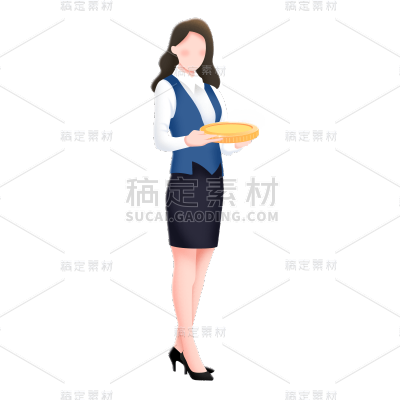 卡通感金融女人元素