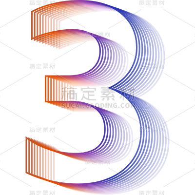 扁平渐变-商务科技风线条数字元素-3