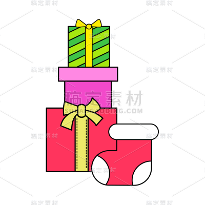 卡通感圣诞节平安夜礼物元素贴纸