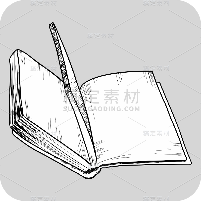 手绘-学习用品图书素描贴纸-SVG3