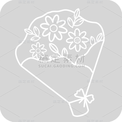 手绘-简笔画情人节装饰贴纸-花束