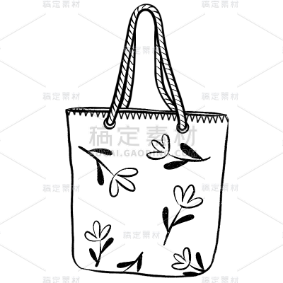 手绘-素描帆布包服饰贴纸-花朵