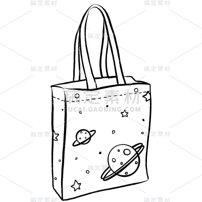 手绘-素描帆布包服饰贴纸-星球