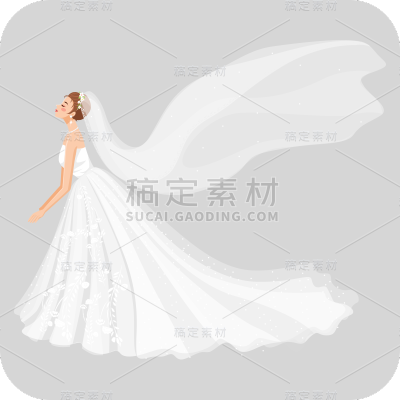 手绘风-婚礼人物元素贴纸-婚纱新娘