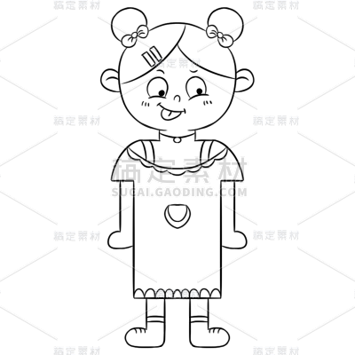 手绘-线稿简笔画孩童元素贴纸