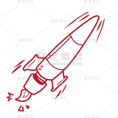 手绘-流行色贴纸套系-火箭