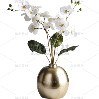 植物通用金属实景鲜花花瓶元素素材