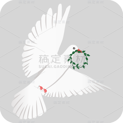手绘-简约白鸽动物元素贴纸5