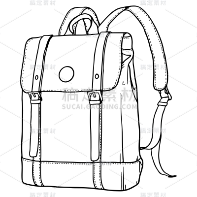 手绘-线条简笔画元素-书包