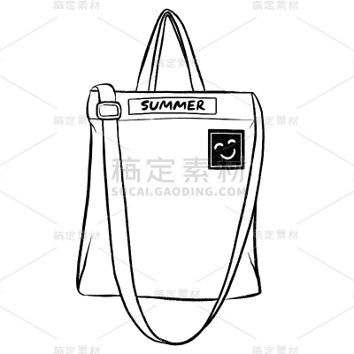 手绘-素描帆布包服饰贴纸-summer