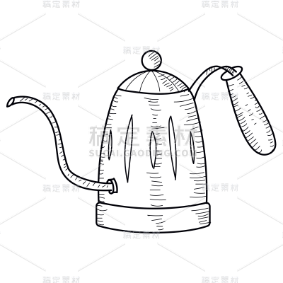 素描-咖啡系列元素-咖啡壶