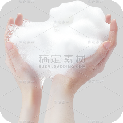 特效通用手捧白色绵密泡沫泡泡元素素材