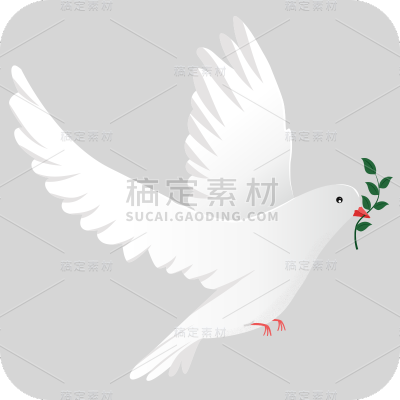 手绘-简约白鸽动物元素贴纸1