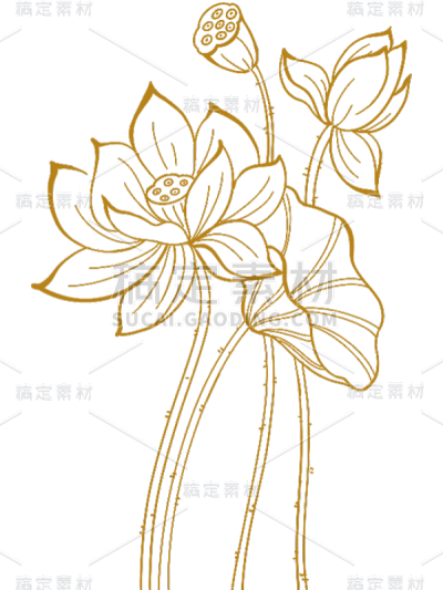 花卉元素线条古风贴纸