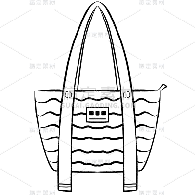 手绘-素描帆布包服饰贴纸-波浪纹