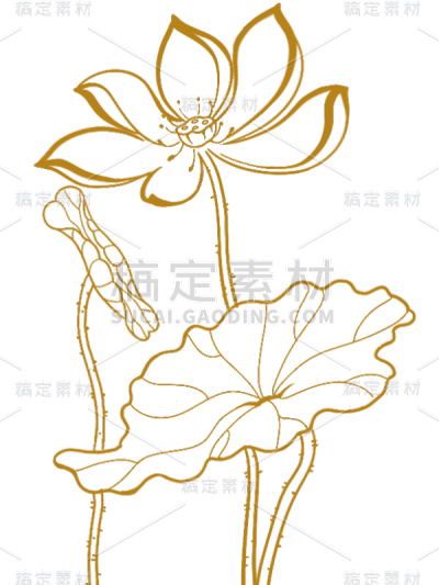 花卉元素线条古风贴纸
