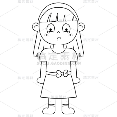 手绘-线稿简笔画孩童元素贴纸