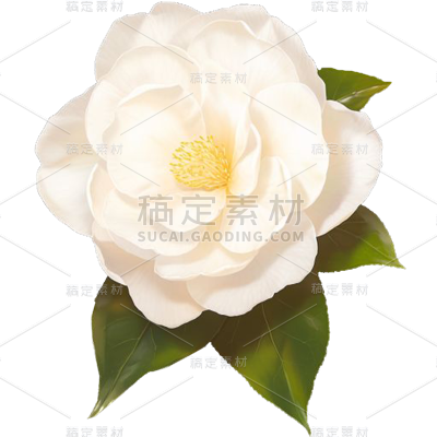 植物通用实景白色山茶花花朵元素素材
