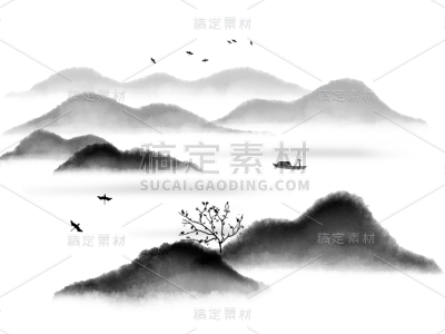 中国风水墨山水元素