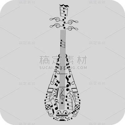 音符元素乐器贴纸-SVG-琵琶