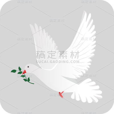 手绘-简约白鸽动物元素贴纸10