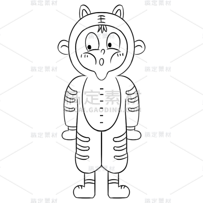 手绘-线稿简笔画孩童元素贴纸