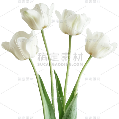 植物实景白色多枝郁金香元素素材