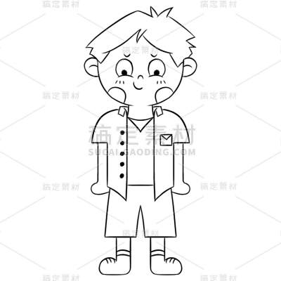 手绘-线稿简笔画孩童元素贴纸