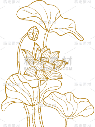 花卉元素线条古风贴纸