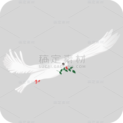 手绘-简约白鸽动物元素贴纸7